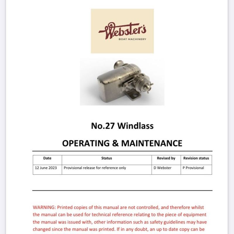 No.27 Windlass Operating & Maintenance Manual